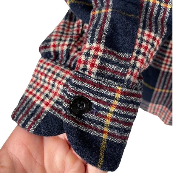 Vintage Pendleton 70s Wool Plaid Board Shirt Loop Collar Red Blue Size Large - Picture 4 of 13